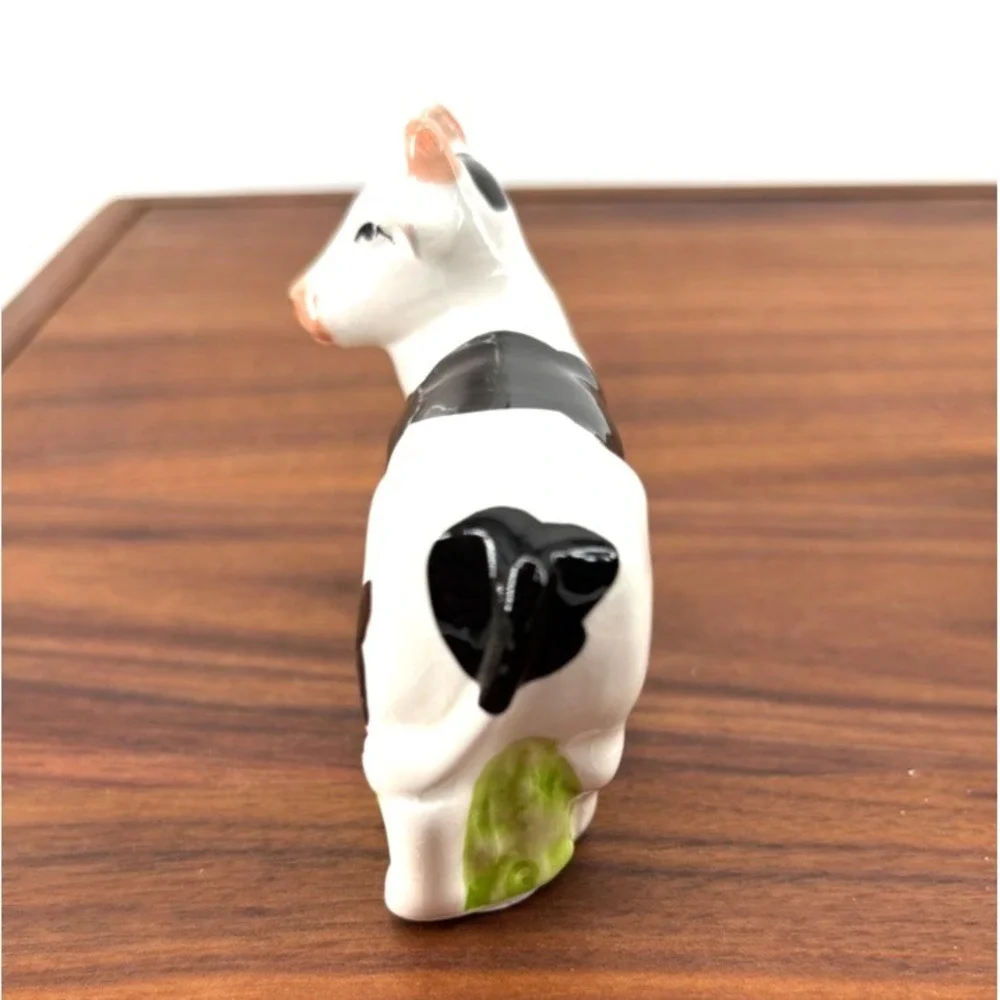 Ceramic Cow Napkin Rings Set of 4 Black & White Farmhouse Country Table Decor